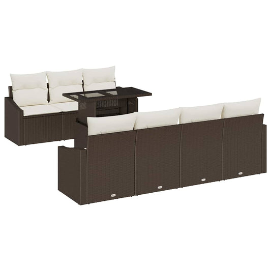 Garten-Sofa-Set mit Kissen 8 pcs Braun und Creme