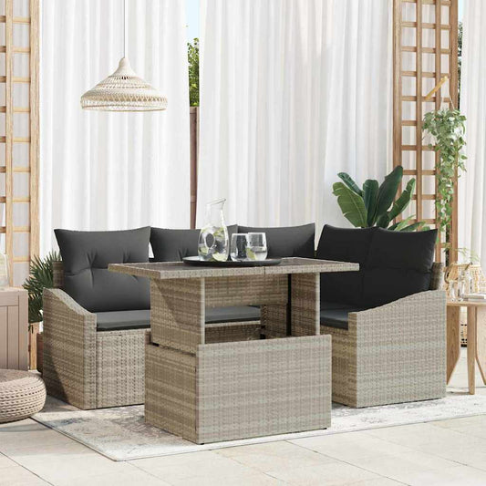 Garten-Sofa-Set mit Kissen 5 pcs Hellgrau 100 x 55 x 73 cm