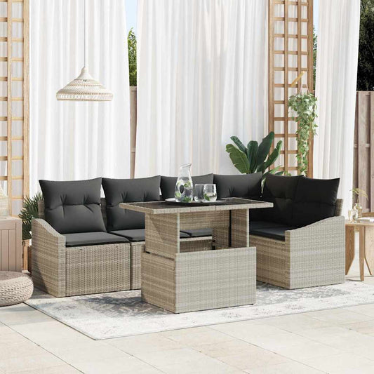 Garten-Sofa-Set mit Kissen 6 pcs Hellgrau 100 x 55 x 73 cm