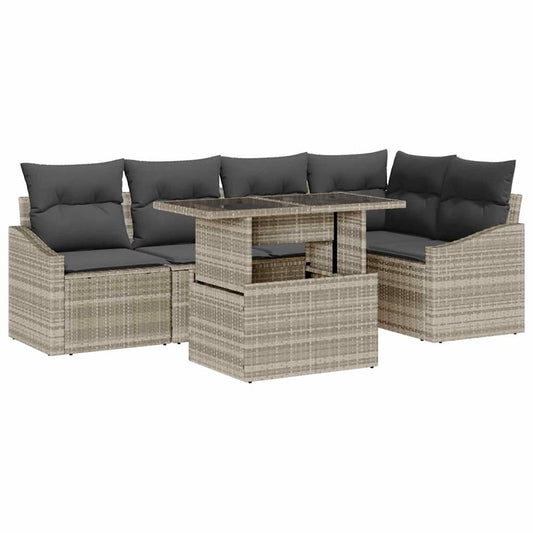 Garten-Sofa-Set mit Kissen 6 pcs Hellgrau 100 x 55 x 73 cm