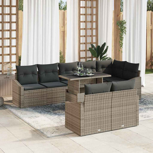 Garten-Sofa-Set mit Kissen 9 pcs Grau