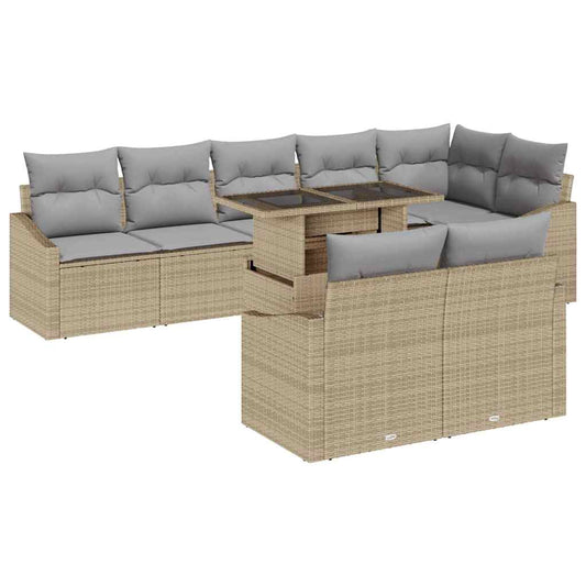 Garten-Sofa-Set mit Kissen 9 pcs Beige und Hellgrau