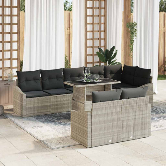 Garten-Sofa-Set mit Kissen 9 pcs Hellgrau