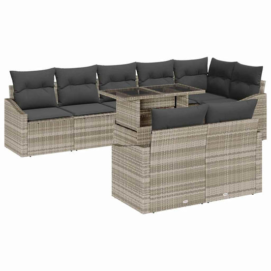 Garten-Sofa-Set mit Kissen 9 pcs Hellgrau