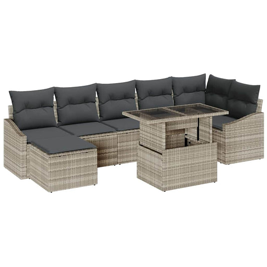 Garten-Sofa-Set mit Kissen 8 pcs Hellgrau