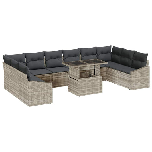 Garten-Sofa-Set mit Kissen 11 pcs Hellgrau 100 x 55 x 73 cm