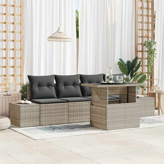 Garten-Sofa-Set mit Kissen 5 pcs Hellgrau 100 x 55 x 73 cm