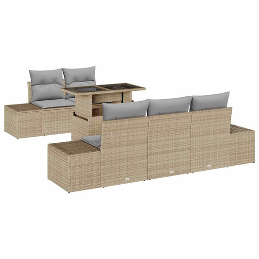 Garten-Sofa-Set 6 pcs Beige und Hellgrau 100 x 55 x 73 cm