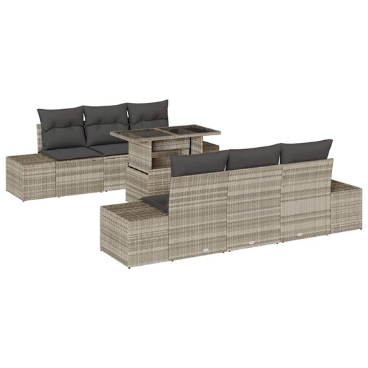 Garten-Sofa-Set mit Kissen 7 pcs Hellgrau 100 x 55 x 73 cm