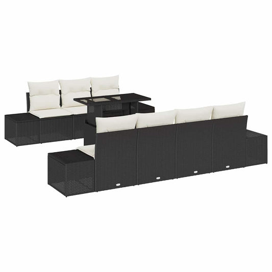 Garten-Sofa-Set 8 pcs Schwarz und Creme 100 x 55 x 73 cm