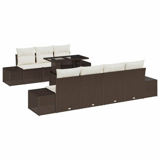 Garten-Sofa-Set 8 pcs Braun und Creme 100 x 55 x 73 cm