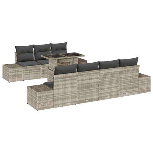 Garten-Sofa-Set mit Kissen 8 pcs Hellgrau 100 x 55 x 73 cm