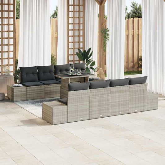 Garten-Sofa-Set mit Kissen 7 pcs Hellgrau 100 x 55 x 73 cm