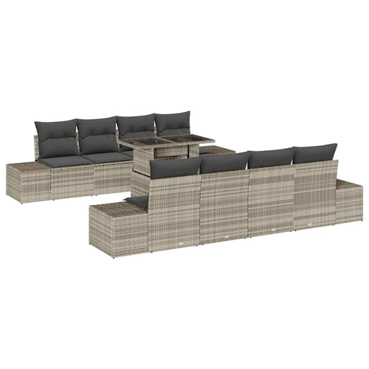Garten-Sofa-Set mit Kissen 7 pcs Hellgrau 100 x 55 x 73 cm
