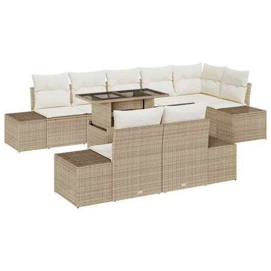 Garten-Sofa-Set 9 pcs Beige und Creme 100 x 55 x 73 cm