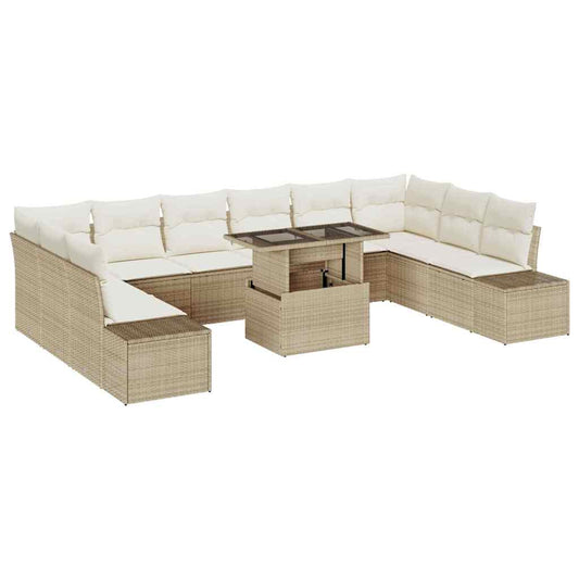 Garten-Sofa-Set 11 pcs Beige und Creme 100 x 55 x 73 cm