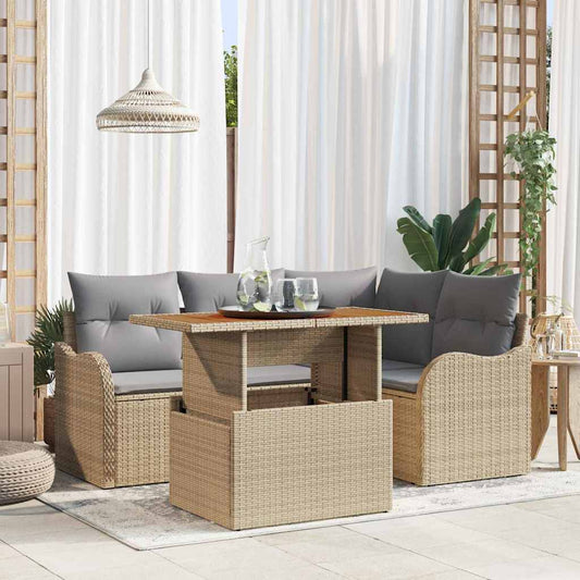 Garten-Sofa-Set 5 pcs Beige und Hellgrau 100 x 55 x 73 cm