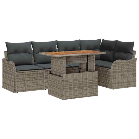 Garten-Sofa-Set mit Kissen 6 pcs Grau 100 x 55 x 73 cm