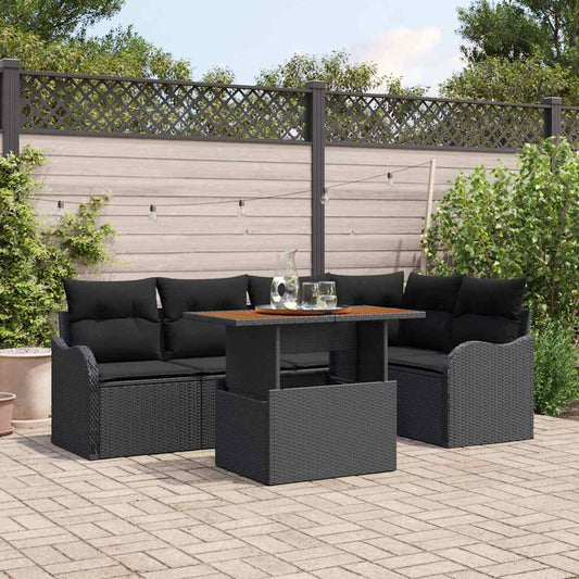 Garten-Sofa-Set mit Kissen 6 pcs Schwarz 100 x 55 x 73 cm