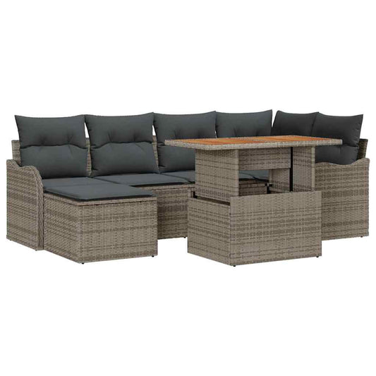 Garten-Sofa-Set mit Kissen 7 pcs Grau