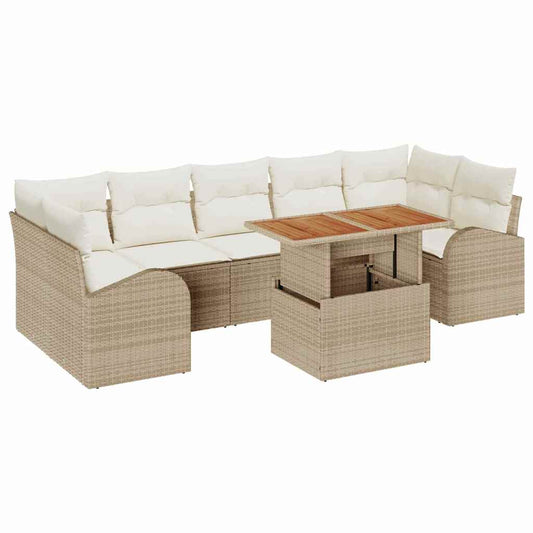 Garten-Sofa-Set 8 pcs Beige und Creme 100 x 55 x 73 cm