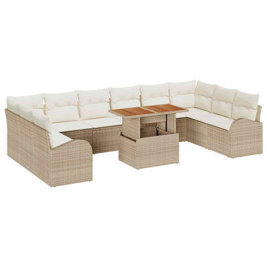 Garten-Sofa-Set 11 pcs Beige und Creme 100 x 55 x 73 cm