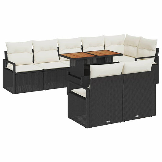 Garten-Sofa-Set 9 pcs Schwarz und Creme 100 x 55 x 73 cm