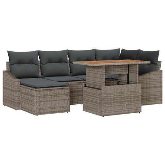 Garten Essgruppe mit Kissen 7 pcs Grau und Braun
