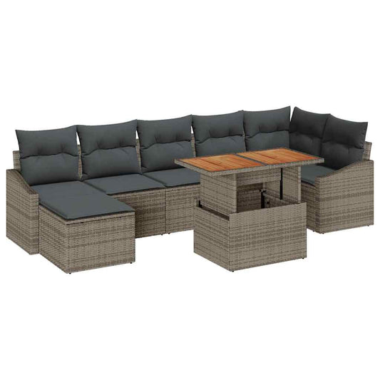 Garten Essgruppe mit Kissen 8 pcs Grau und Braun