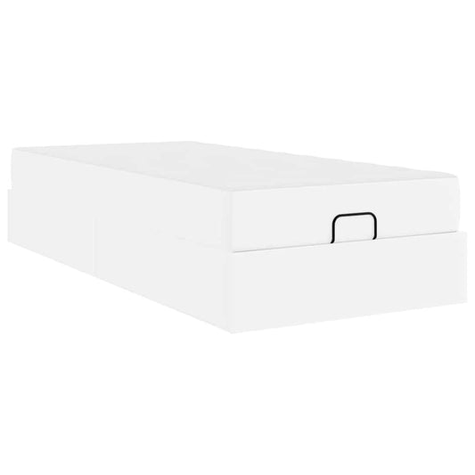 Bettgestell mit Matratze Reinweiß 80 x 200 cm Kunstleder