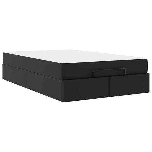 Bettgestell mit Matratze Schwarz 120 x 190 cm Kunstleder