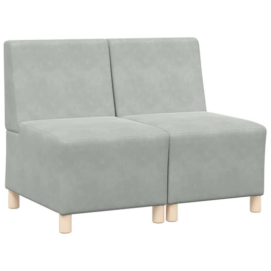 Modulares Armfreies Sofa 2 pcs Hellgrau 55 x 74 x 82 cm Samt
