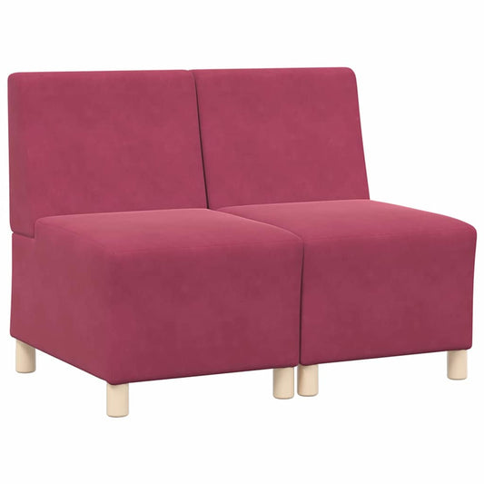 Modulares Armfreies Sofa 2 pcs Weinrot 55 x 74 x 82 cm Samt