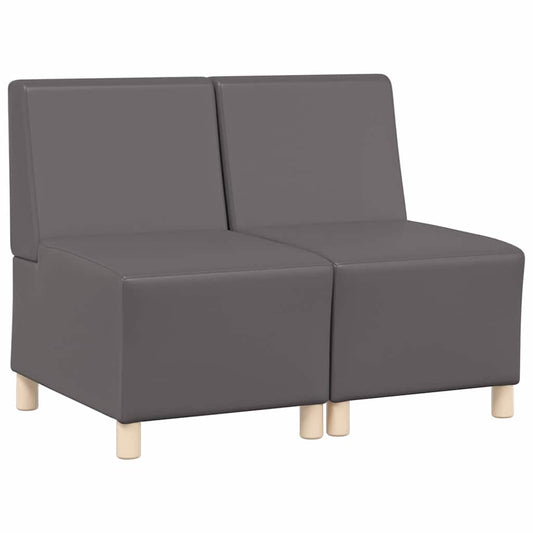 Modulares Armfreies Sofa 2 pcs Grau 55 x 74 x 82 cm Kunstleder