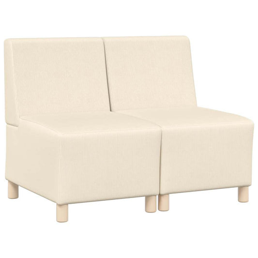 Modulares Armfreies Sofa 2 pcs Creme 55 x 74 x 82 cm Cordstoff
