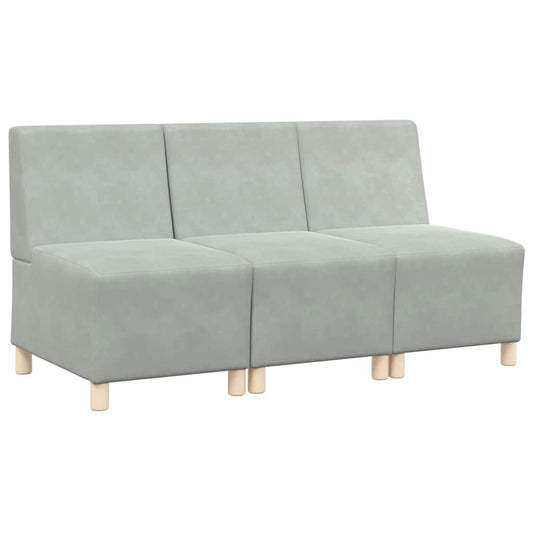 Modulares Armfreies Sofa 3 pcs Hellgrau 55 x 74 x 82 cm Samt