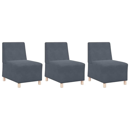 Modulares Armfreies Sofa 3 pcs Dunkelgrau 55 x 74 x 82 cm Samt