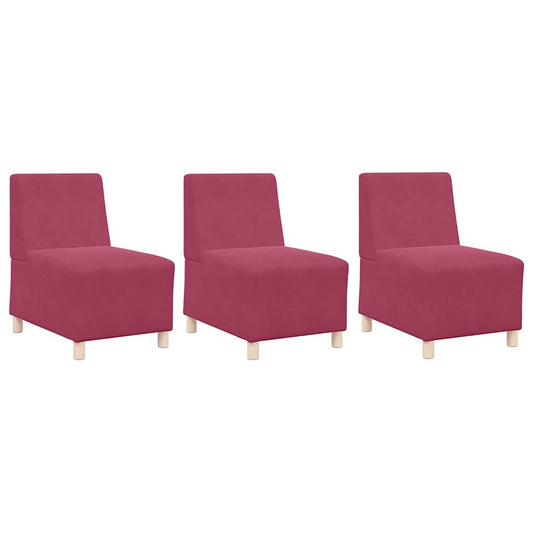 Modulares Armfreies Sofa 3 pcs Weinrot 55 x 74 x 82 cm Samt