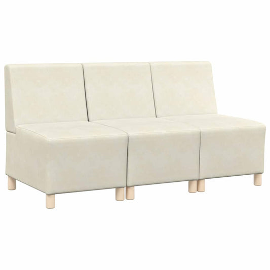 Modulares Armfreies Sofa 3 pcs Creme 55 x 74 x 82 cm Samt