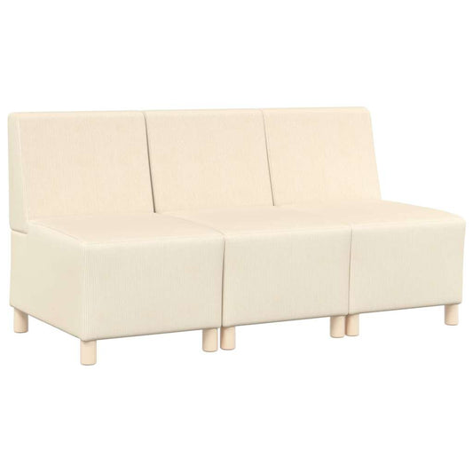Modulares Armfreies Sofa 3 pcs Creme 55 x 74 x 82 cm Cordstoff