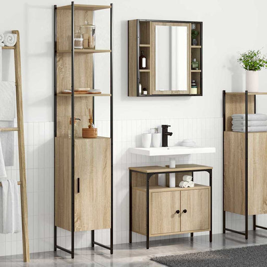 Badezimmerschrankset 3 pcs Sonoma-Eiche 33 x 33 x 185.5 cm