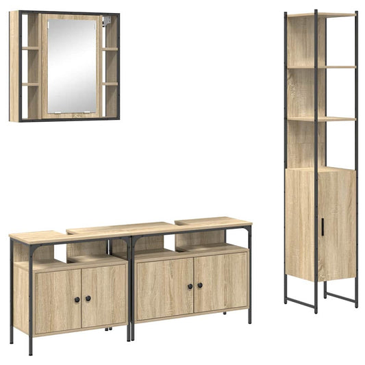 Badezimmermöbel Set 4 pcs Sonoma-Eiche 33 x 33 x 185.5 cm