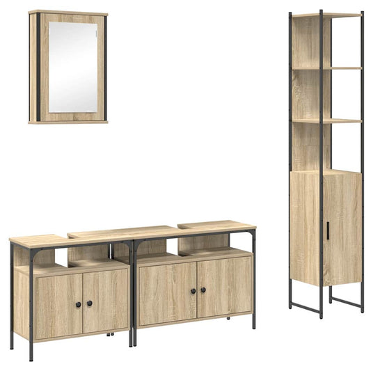 Badezimmermöbel Set 4 pcs Sonoma-Eiche 33 x 33 x 185.5 cm