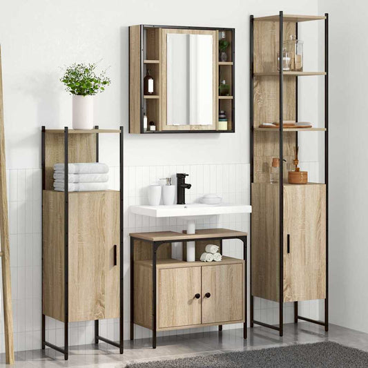 Badezimmermöbel Set 4 pcs Sonoma-Eiche 33 x 33 x 185.5 cm