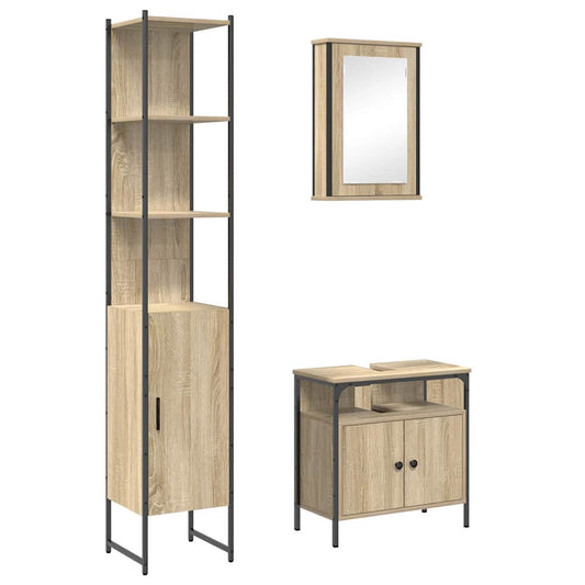 Badezimmermöbel Set 3 pcs Sonoma-Eiche 33 x 33 x 185.5 cm