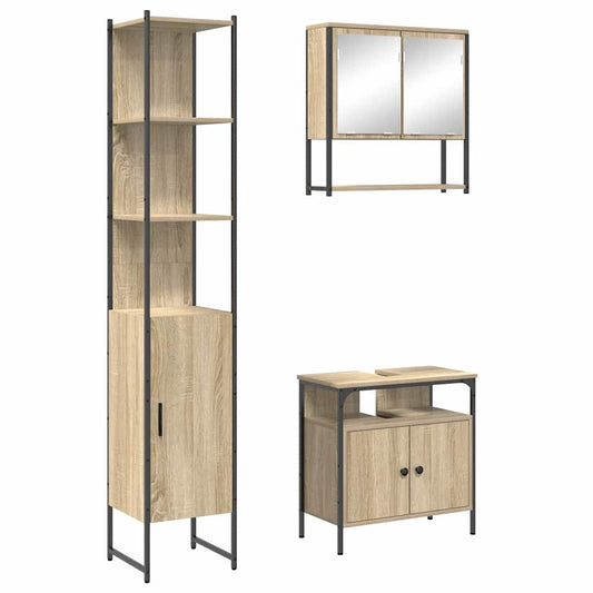 Badezimmermöbel Set 3 pcs Sonoma-Eiche 33 x 33 x 185.5 cm