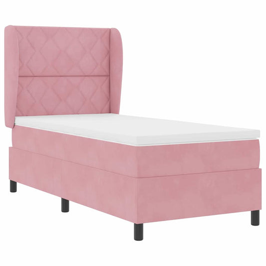 Boxspringbett mit Matratze mit Kopfteil Rosa 100 x 200 cm Samt
