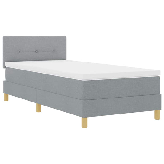 Boxspringbett mit Matratze Hellgrau 100 x 200 cm Stoff