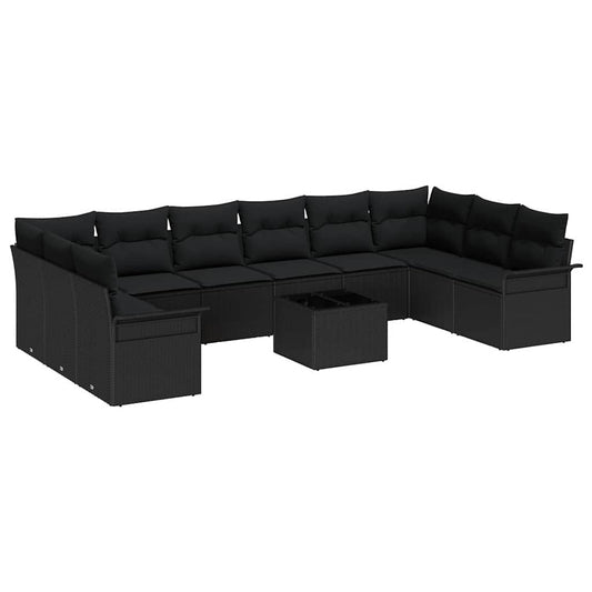 Garten-Sofa-Set mit Kissen 11 pcs Beige Poly Rattan
