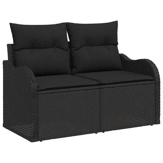Garten-Sofa-Set mit Kissen 10 pcs Schwarz Poly Rattan